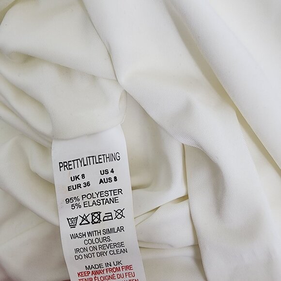 NWT PrettyLittleThing Helsa‎ Cream Slinky Bandeau Crop Top Women's Size 4 NEW - Picture 10 of 13